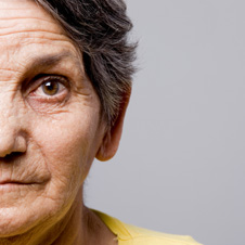 close-up of senior woman's face