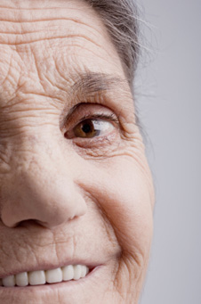close-up of senior woman smiling